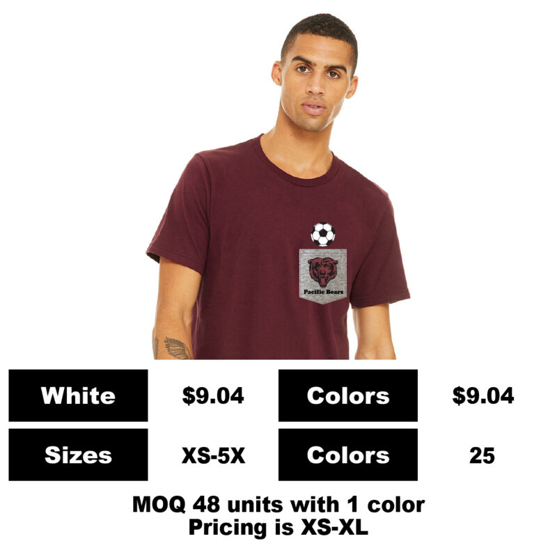 B3001-P: Screen Print on Pocket - 4.2 oz Cotton Pocket T-Shirt