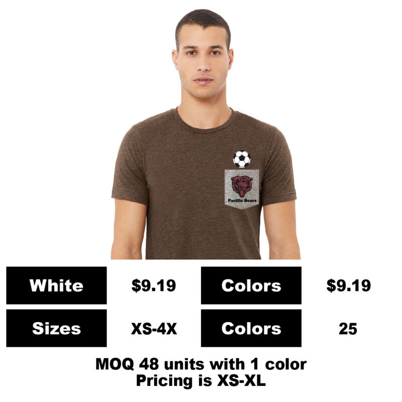 B3001CVC-P: Screen Print on Pocket - 4.2 oz Blend Pocket T-Shirt