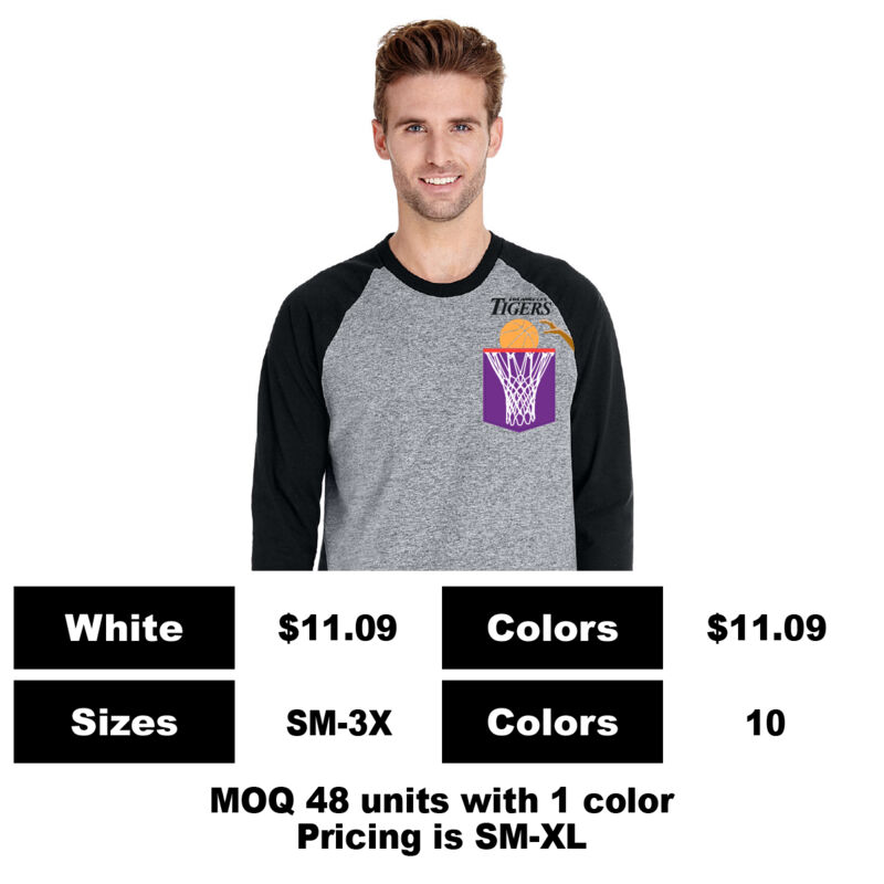 G5700-P: Sublimation Pocket Print - 5.3 oz Cotton 3/4 Sleeve Pocket T-Shirt