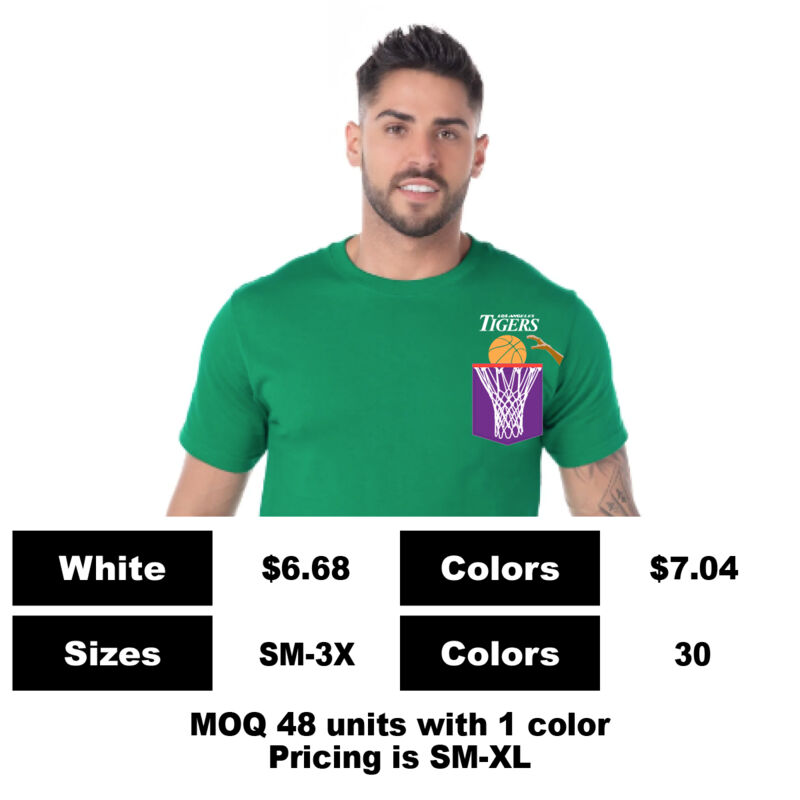 P1049-P: Sublimation Pocket Print - 5.9 oz Cotton Pocket T-Shirt