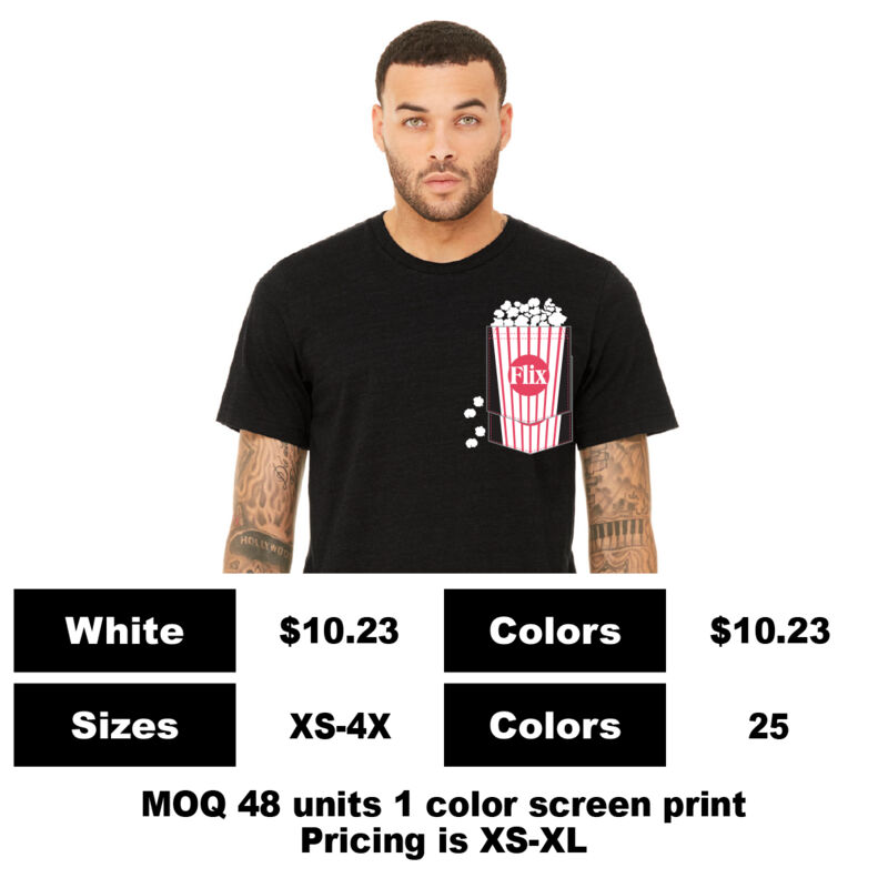 B3001CVC-P: Sublimate on Pocket & Screen Print Above Pocket - 4.2 oz Blend Pocket T-Shirt