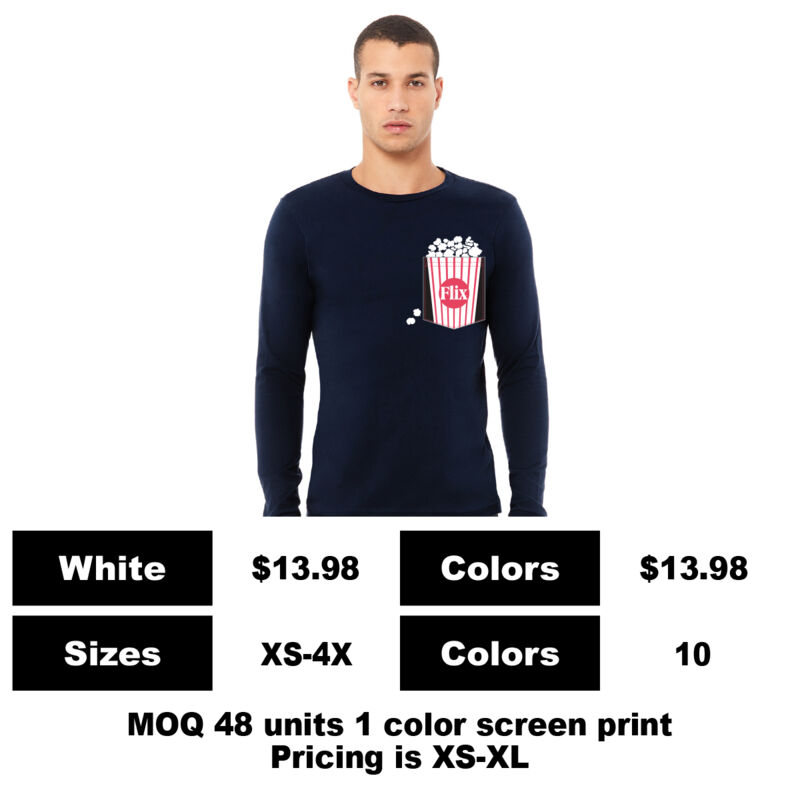 B3501CVC-P: Sublimate on Pocket & Screen Print Above Pocket - 4.2 oz Blend Long Sleeve Pocket T-Shirt