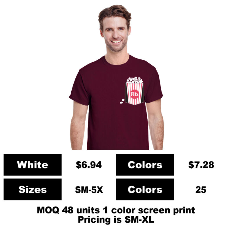 G5000-P: Sublimate on Pocket & Screen Print Above Pocket - 5.3 oz Cotton Pocket T-Shirt