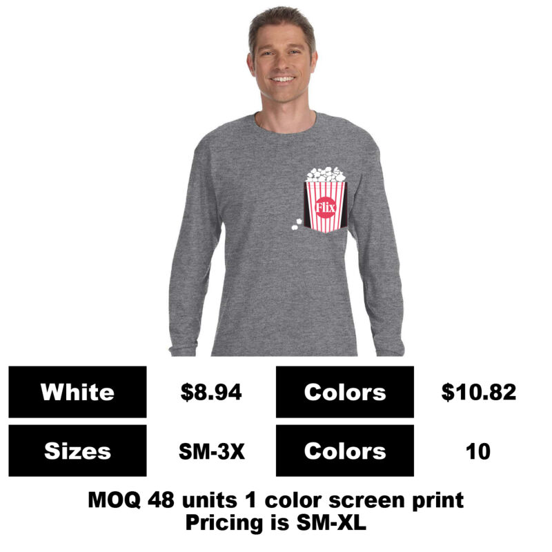 G5400-P: Sublimate on Pocket & Screen Print Above Pocket - 5.3 oz Cotton Long Sleeve Pocket T-Shirt