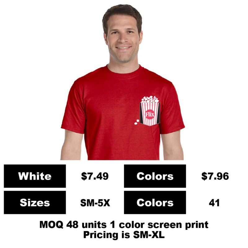 G8000-P: Sublimate on Pocket & Screen Print Above Pocket