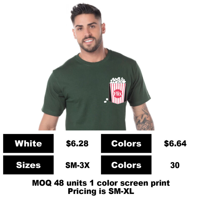 P1049-P: Sublimation Pocket Print - 5.9 oz Cotton Pocket T-Shirt