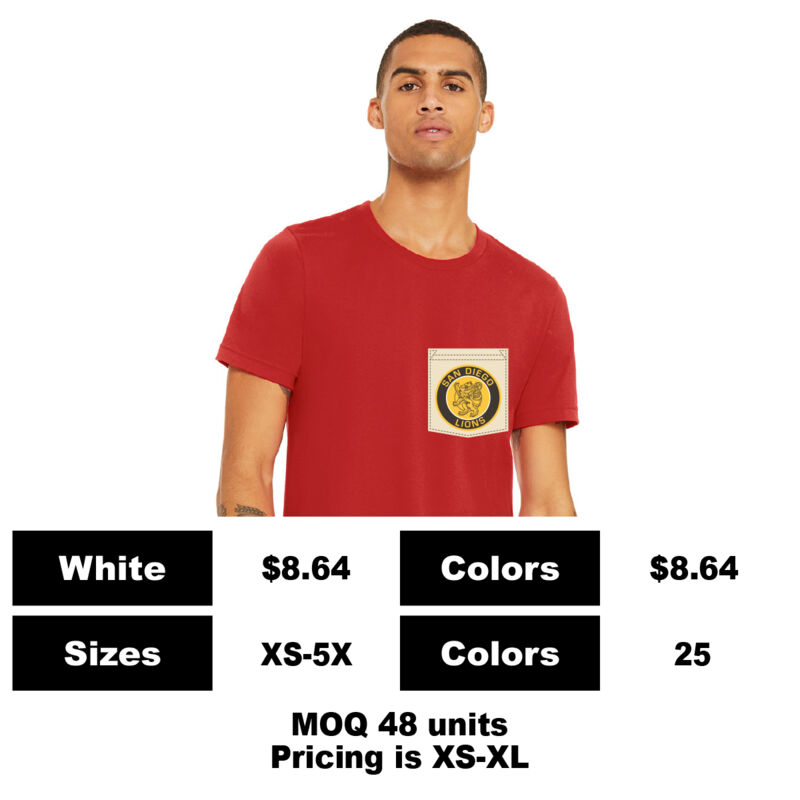B3001-P: Sublimation Pocket Print - 4.2 oz Cotton Pocket T-Shirt