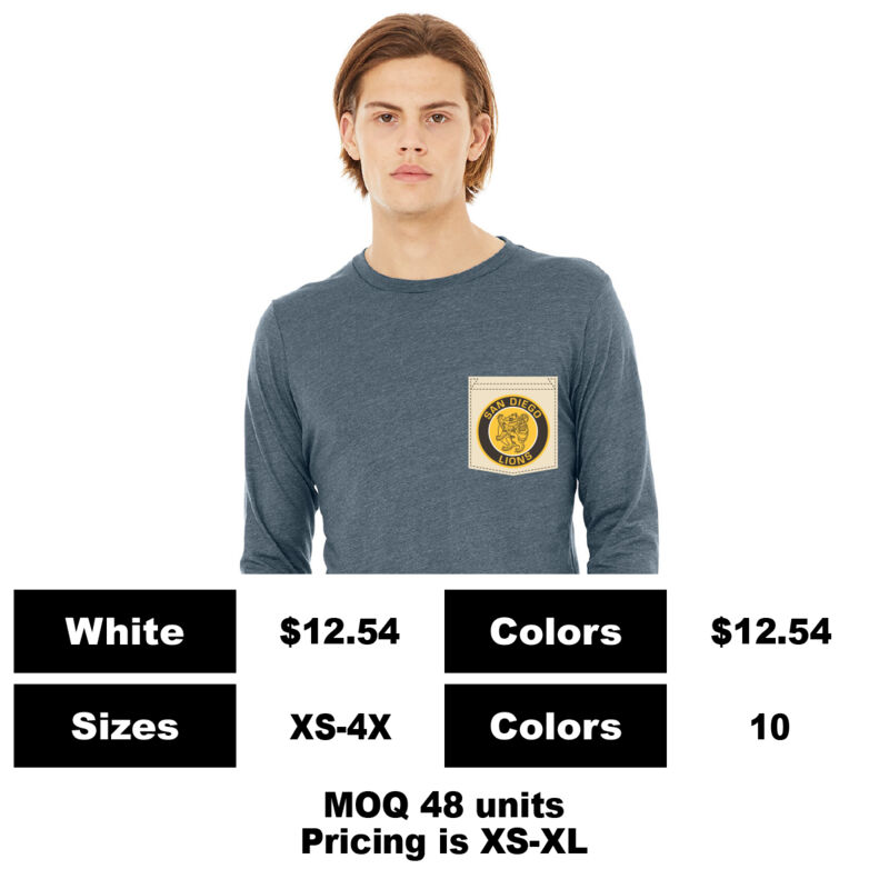 B3413-P: Sublimation Pocket Print - 3.8 oz Triblend Pocket T-Shirt