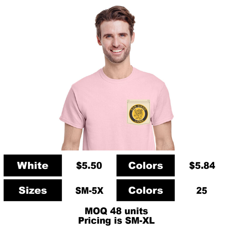 G5000-P: Sublimation Pocket Print - 5.3 oz Cotton Pocket T-Shirt