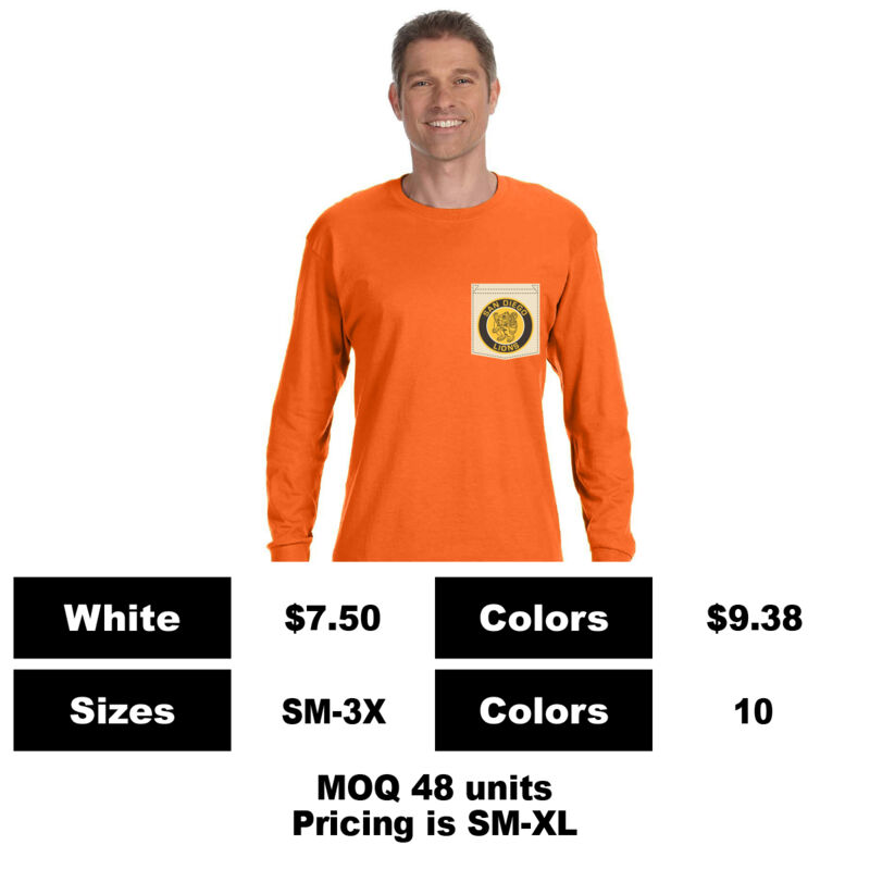 G5400-P: Sublimation Pocket Print - 5.3 oz Cotton Long Sleeve Pocket T-Shirt